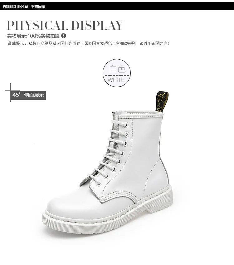 SWONCO martin boots women shoes genuine leather high top white sneakers platform ankle boots for women platform boot 41 44