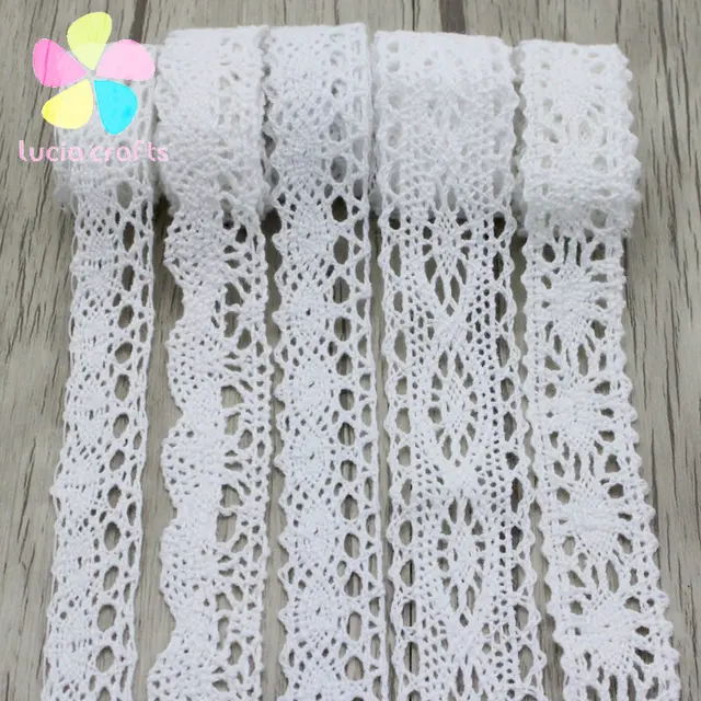 Lucia artigianato 2 yards/lot Bianco Tessuto di Pizzo di Cotone Ricamato Net Lac Lucia artigianato 2 yards/lot Bianco Tessuto di Pizzo di Cotone Ricamato Net Lac