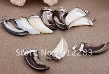 

De Bijoux 40pcs Brown & White Ox Horn MOP Shell Pendant, Fashion Pedant