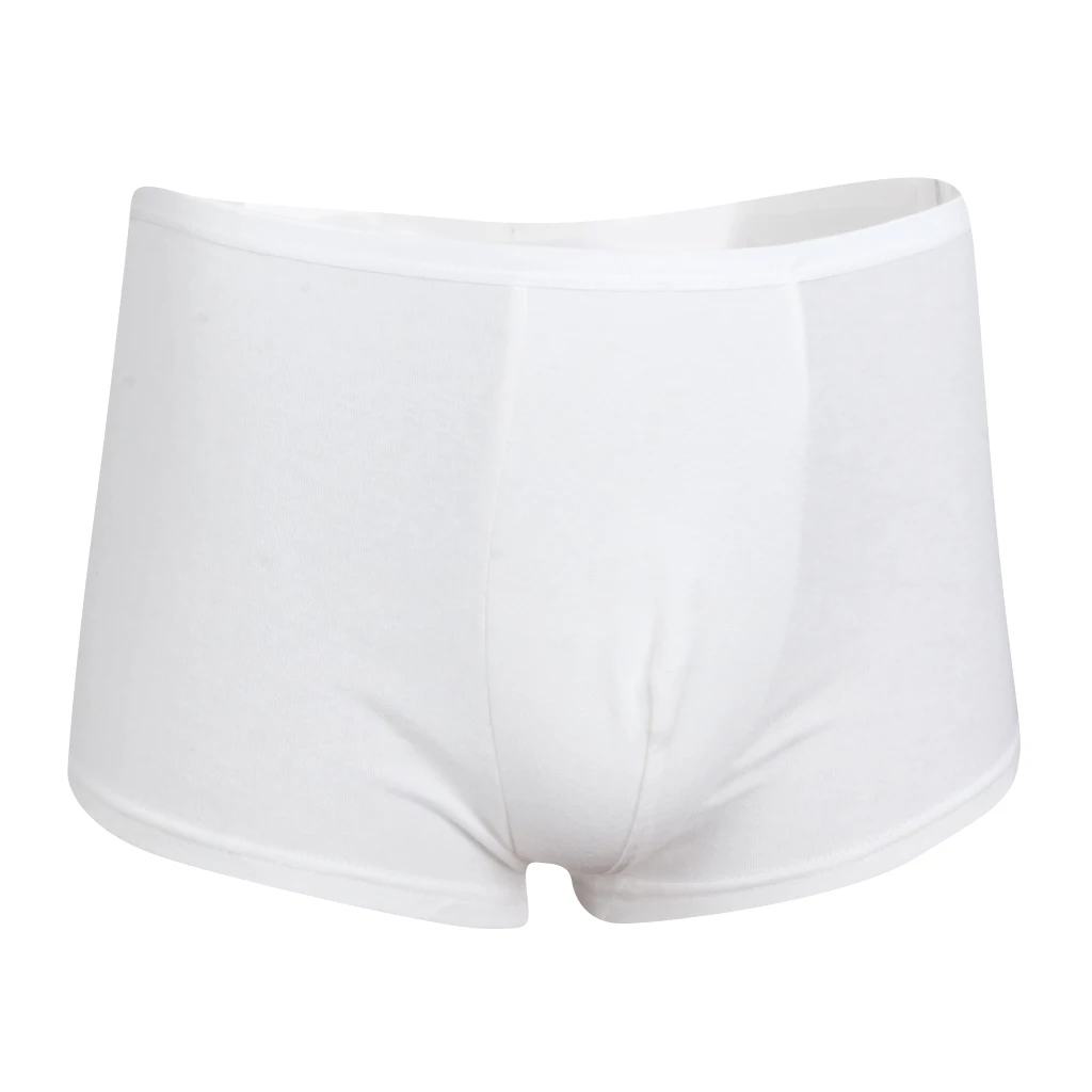 Men Solid White Regular Absorbency Washable Reusable Incontinence   Disposable Briefs Shorts Underwear