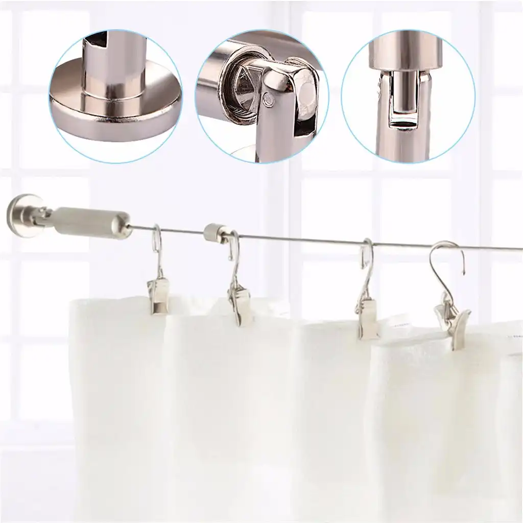 High End Stainless Steel Curtain Drape Wire Rod Set Art Photo