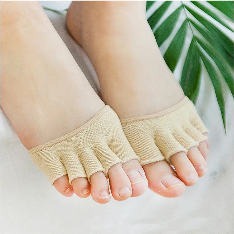 Носки с пятью раздельными пальцами для женщин, невидимые heeless Forefoot, короткие носки-лодочки для высоких каблуках, с рукавом-разделителем для пальцев, противоскользящие носки для ног