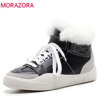 

MORAZORA 2020 new arrival ankle boots genuine leather casual boots women keep warm winter boots comfortable fashion flat shoes