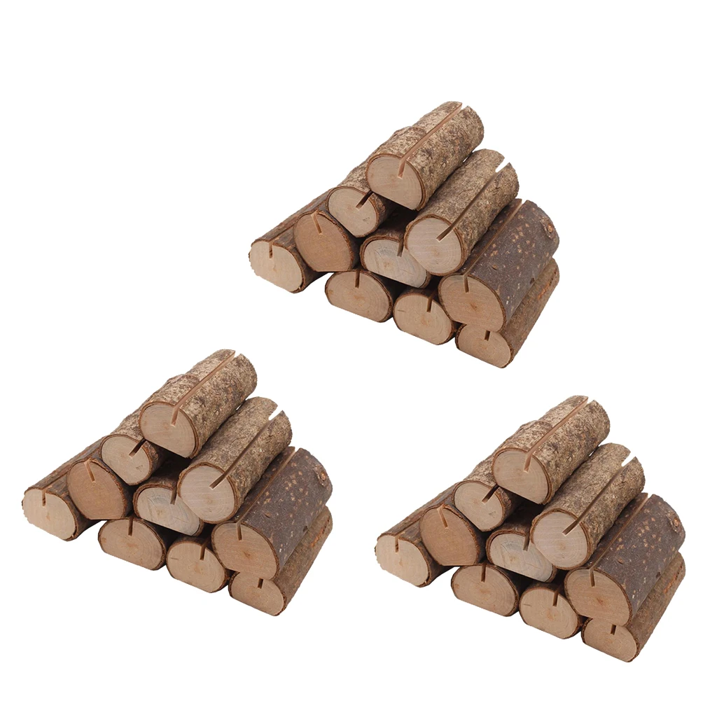 30pcs Rustic Wood Place Card Holder Party Wedding Banquet Dinner Table Name Card Holder