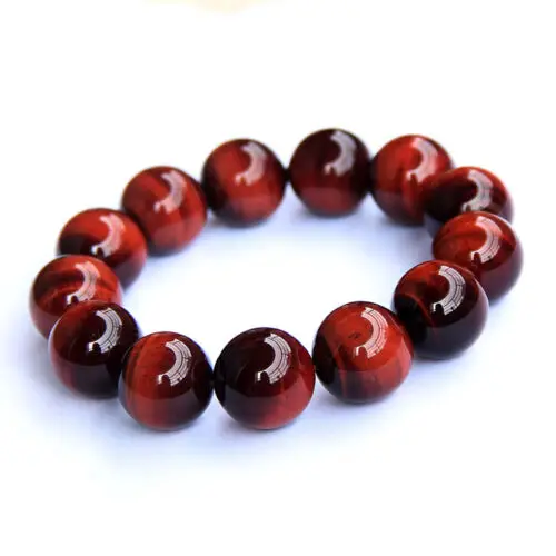 

Top Quality Natural Brazil Red Tiger Eye Gemstone Round Beads Strong Cat Eye Bracelet 18mm Women Men Crystal Drop Shipping AAAAA