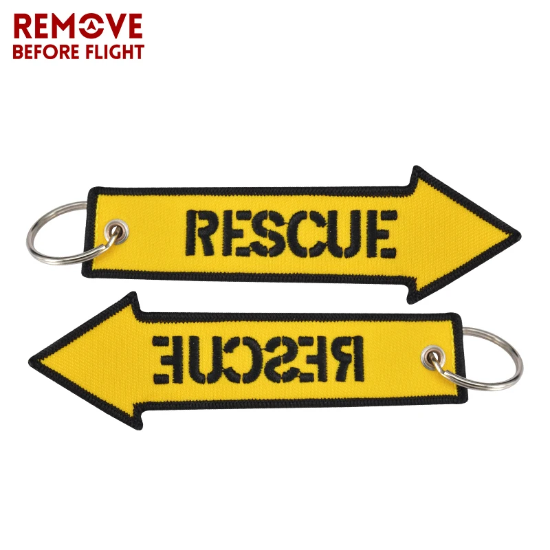 

Remove Before Flight Key Chains for Motorcycles Cars Key Tag Rescue Danger Arrow Shaped Embroidery Key Fob Holder OEM Keyring