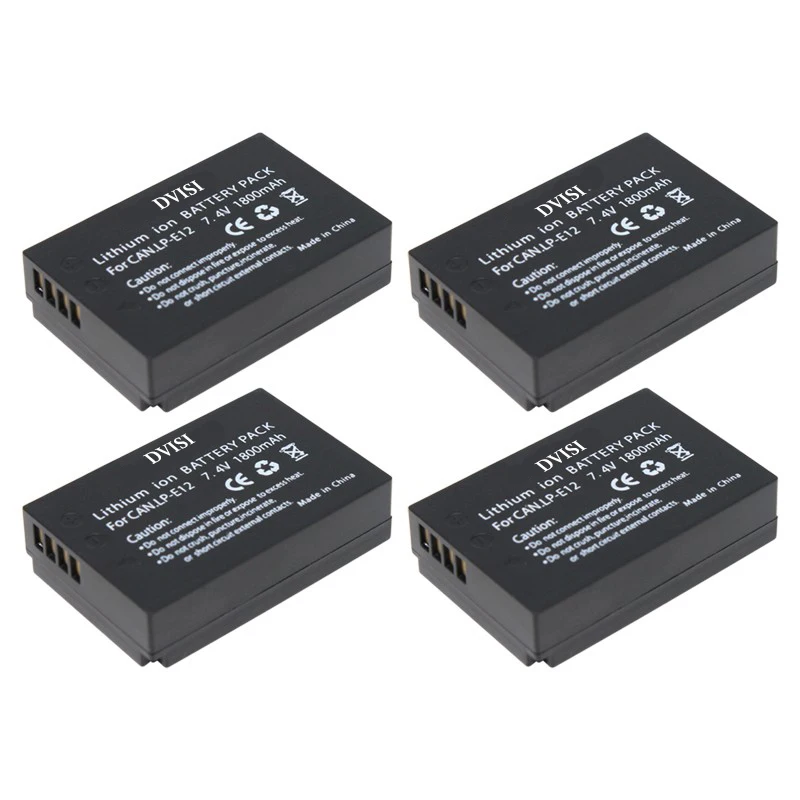 4 Pcs/lot 7.4V 1800mAh LP-E12 LP E12 LPE12 Rechargeable Battery for Canon EOS M M10 Rebel SL1 100D Digital Cameras | Электроника