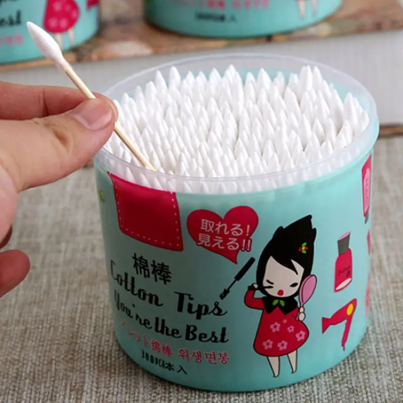 

300pcs/Box Bamboo Cotton Swab Wood Sticks Soft Cotton Buds Cleaning of Ears Tampons