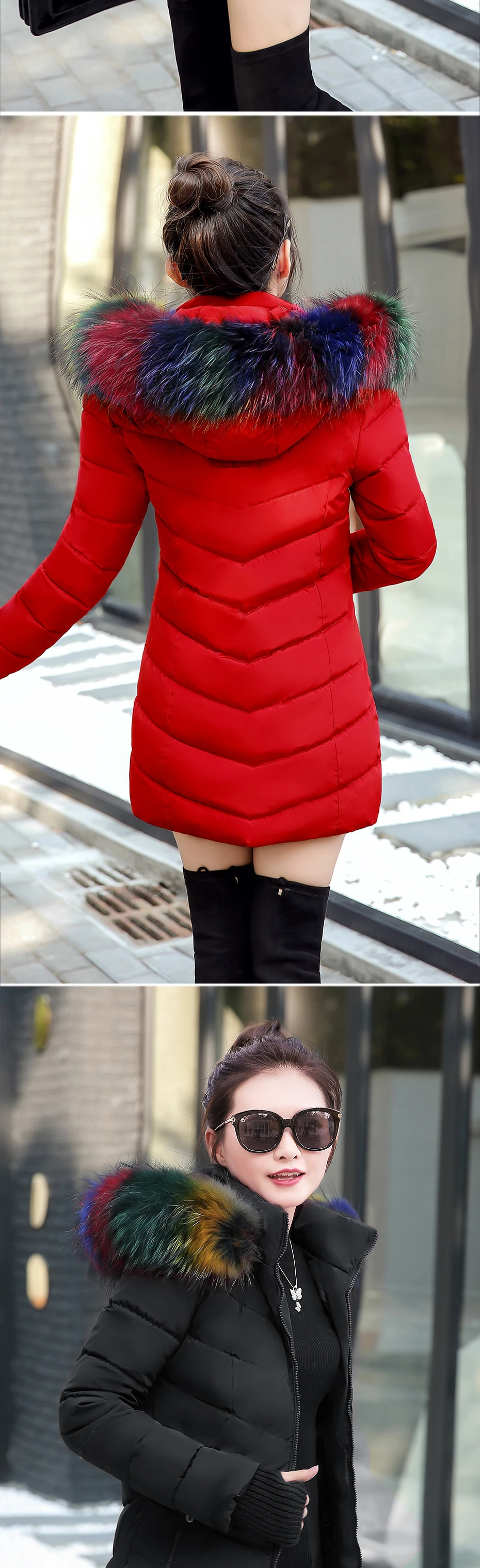 Зимняя женская куртка, Женское пальто с капюшоном, тонкая верхняя одежда, Женская длинная парка из искусственного лисьего меха, с хлопковой подкладкой, abrigos mujer invierno