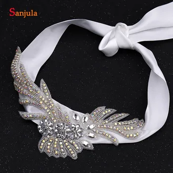 

Colorful Crystal Wedding Belts Rhinestones Bridal Sashes Accessories Long Satin Wedding Dress Decoration T070