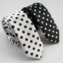 2 шт. из черный, белый цвет горошек пятна SLIM галстук " полиэстер узкая тощая галстук мода галстук, чтобы соответствовать рубашки