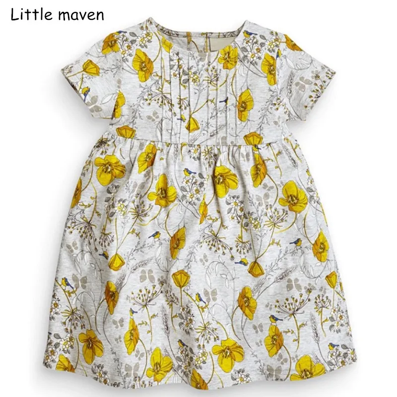 

Little maven 2019 new summer baby girls brand dress kids Cotton floral short sleeve dresses S0312