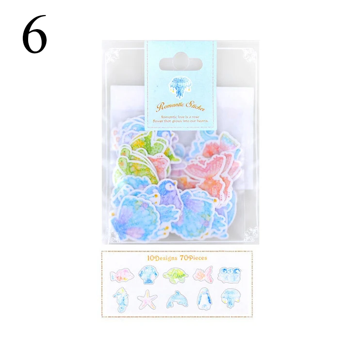 6-70pcs 70 шт./лот(1 пакет) DIY милые Kawaii Сердце Звезда липкие бумажные декоративные клеящиеся наклейки для украшения дома Фотоальбом Дневник - Цвет: 6-70pcs