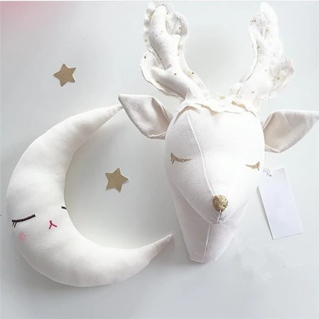 Nordic 3D Animal Head Wall Decoration Kids Baby Room Home Decor Stuffed Unicorn Deer Wall Hanging Mount Toys for Children 2