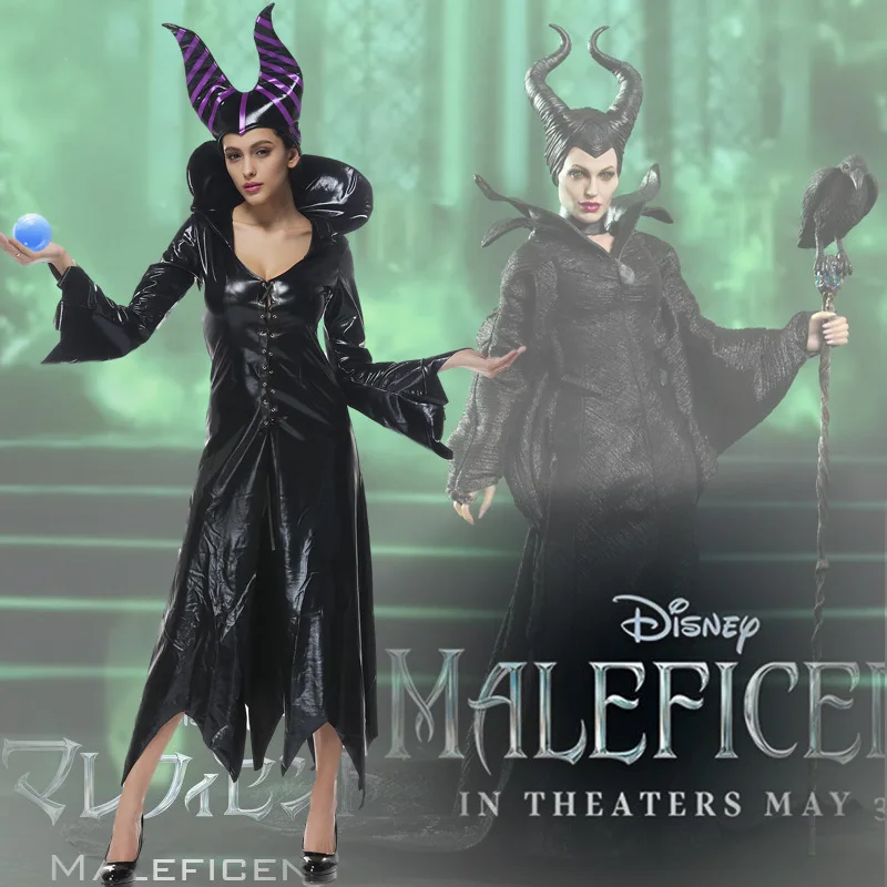 

Black Women Vampire Zombie Witches Halloween Costumes Demons Witch Cosplay Imitation Leather Dress 3 PCS Set Cosplay Costumes