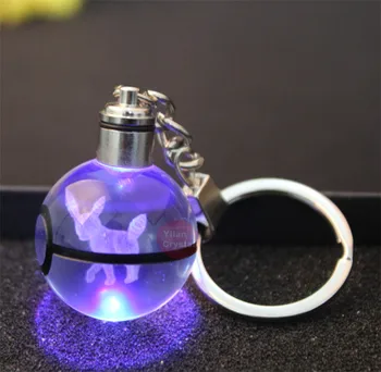 

Fashion Customized Crystal Pokeball Keychain Gift Crystal LED Pokemon Ball Keychain