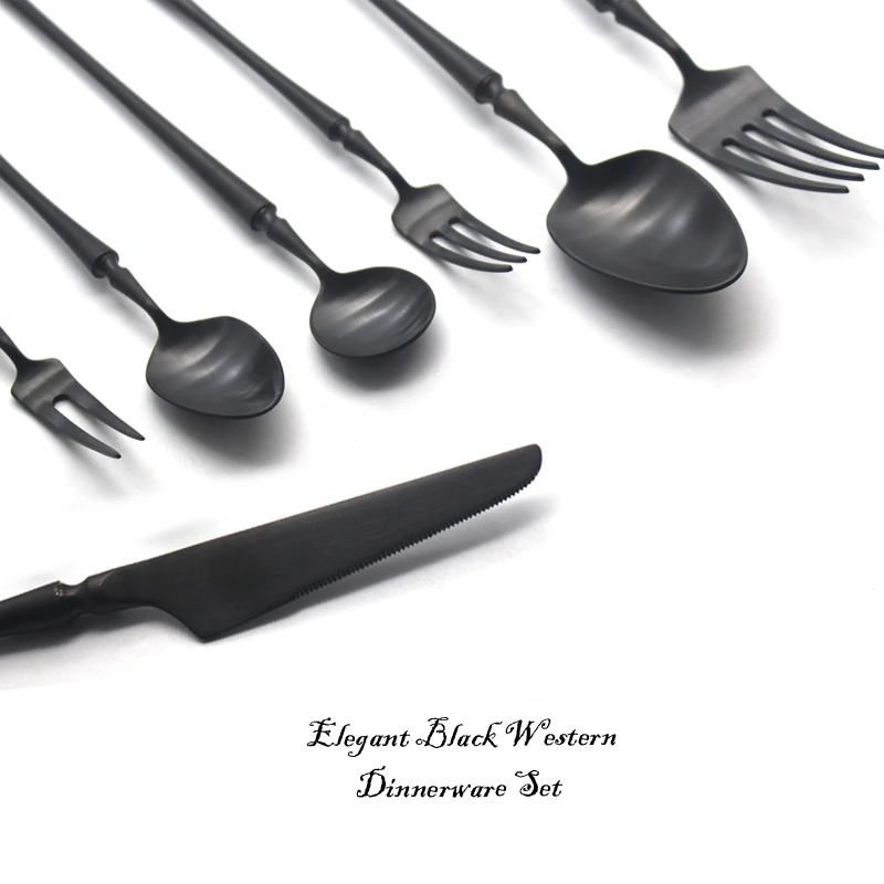 Black Cutlery Set 304 Stainless Steel Butter Knife Dessert Fork Spoons Western Dinnerware Tableware Set Kitchen Accessories