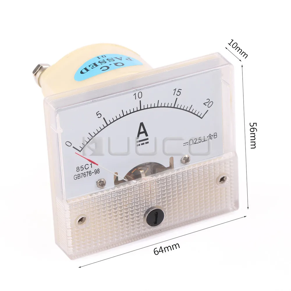 0-10A DC Ammeter 85C1 Analog Panel Meter Ammeter Amperemeter 65x56mm With Shunt 