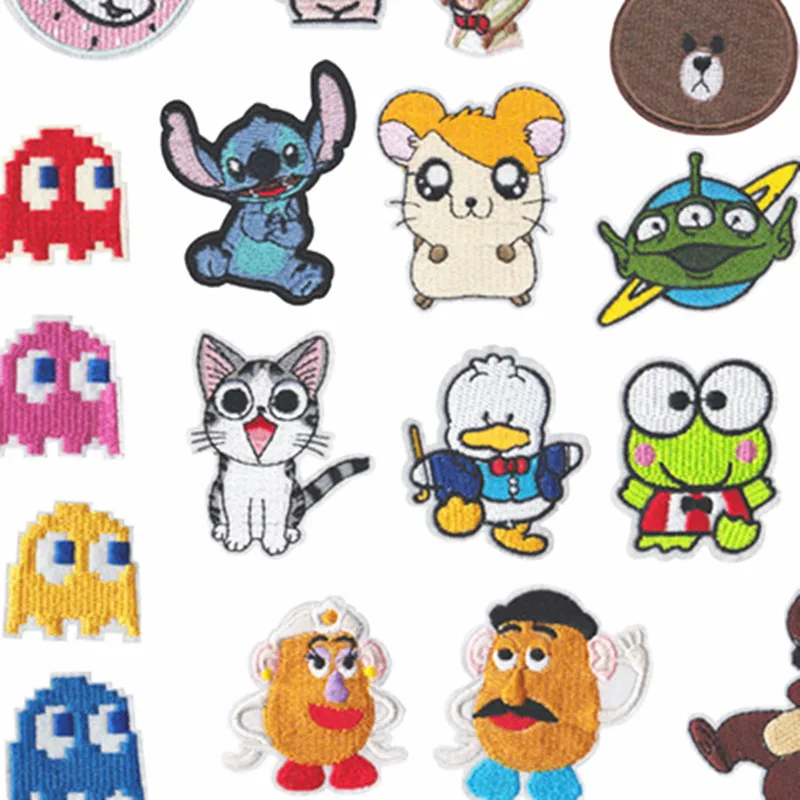 

1Pcs Rat Cat Frog Patch Iron On Cheap Embroidered Patches For Clothes Anime Badges Accessories Cloth Sticker