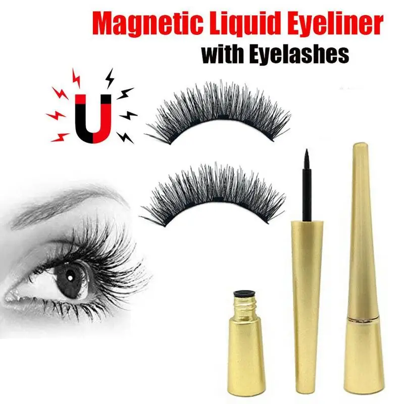 

Magnetic Liquid Eyeliner With Magnetic False Eyeashes Waterproof Natural Easy To Wear Makeup Tool Magnet Lashes Extension Set