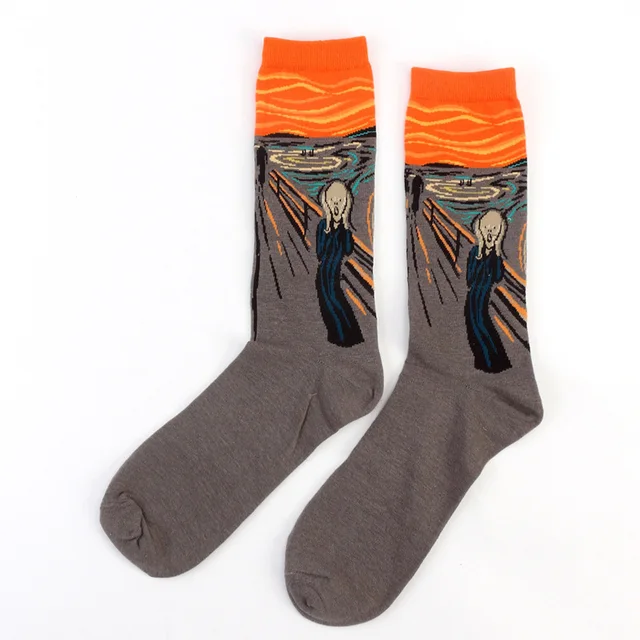 Dropshopping The Starry Night/Mona Lisa/The Scream Van Gogh Modern Oil Paint Cotton Socks Art Abstract Happy Funny Women Socks Socks 4