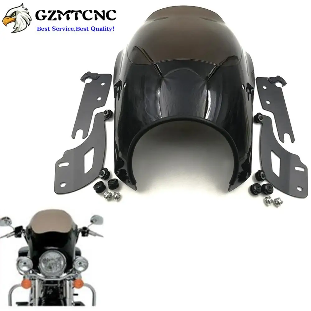 Headlight Fairing Bullet Windshield w / Trigger Lock Mount Kit WindScreen For Harley Touring Road King Custom Classic FLHR 94-17 |