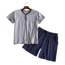 Летние сексуальные пижамные комплекты из хлопка с v-образным вырезом, мужские удобные шорты с коротким рукавом, футболки, мужская домашняя одежда, Корейская мужская домашняя одежда с коротким рукавом