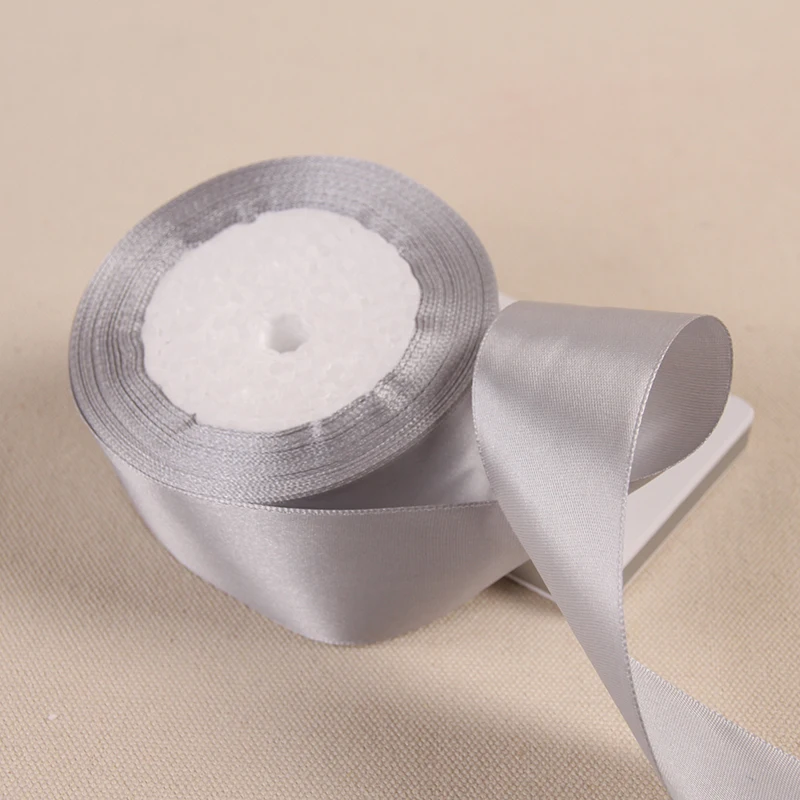 

6mm 10mm 15mm 20mm 25mm 40mm 50mm Gray Silk Satin Ribbons DIY Crafts Supplies Wedding Decoration Gift Wrapping Silver Ribbons