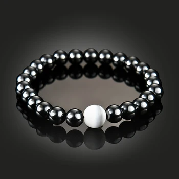 bracelet hématite noir et blanc