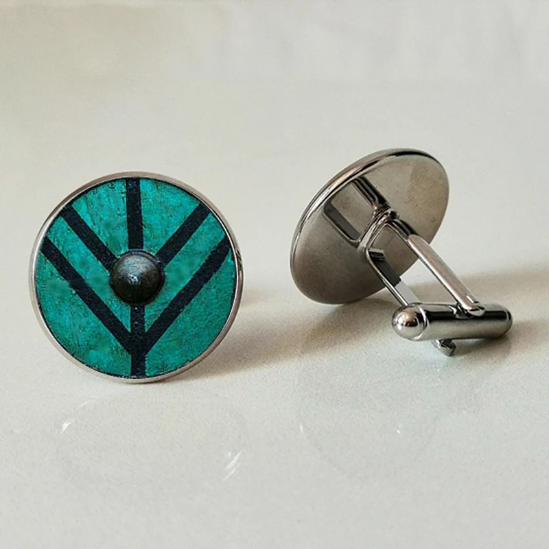 

Men's Cufflinks Glass Cufflinks Business Shirt Cufflinks Men's Gifts Handmade Personality Photo Cufflinks Viking shield