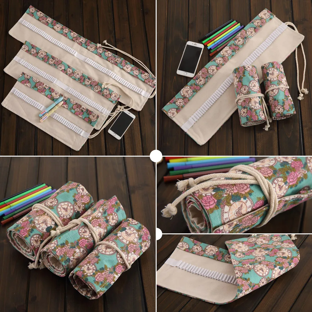Canvas Pencil Bag Pencil Pouch Kawaii Bag Pencil Roll Pouch Case Bag