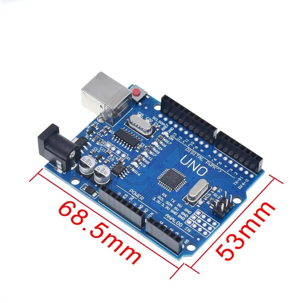 TZT стартовый комплект для arduino Uno R3-комплект из 5 предметов: Uno R3, макетная плата, перемычки, usb-кабель и разъем для аккумулятора 9 в