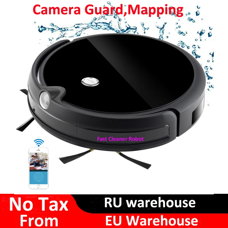 Camera Video Monitor robot aspirador Wet and Dry Vacuum Cleaner With Map Navigation, WiFi App