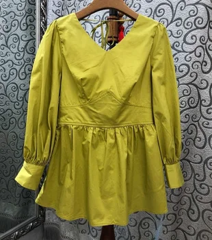 

Tops Fashion Blouses Shirt 2019 Autumn Fashion Shirt Women Sexy Deep V Back Long Sleeve Cotton Blouse Black White Yellow Color