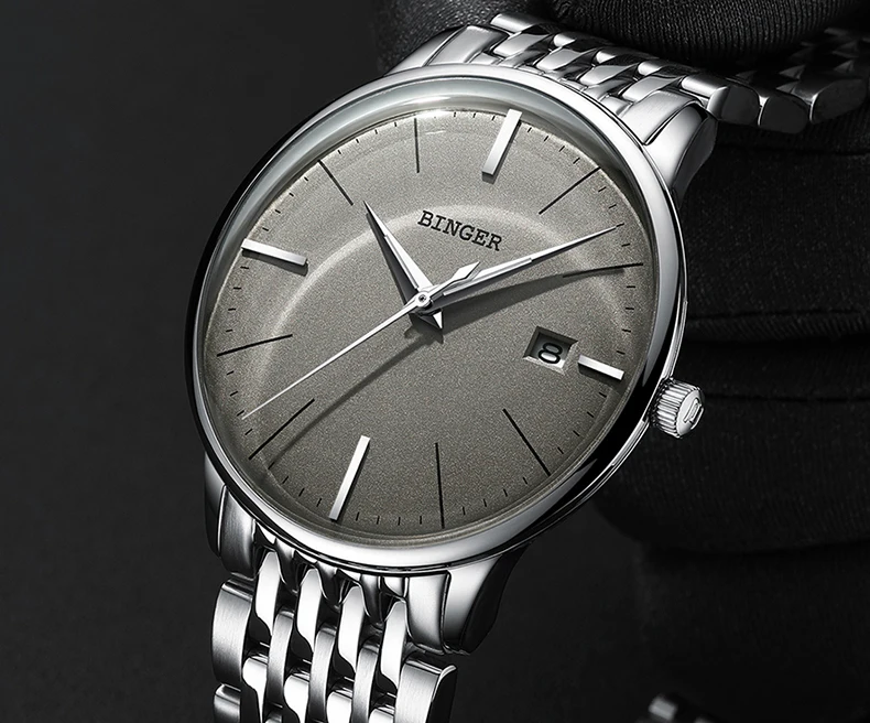 

Seiko Automatic Movement BINGER Top Brand Luxury Men Mechanical Watch relogio masculino Stainless Steel Strap With Gray Mirror