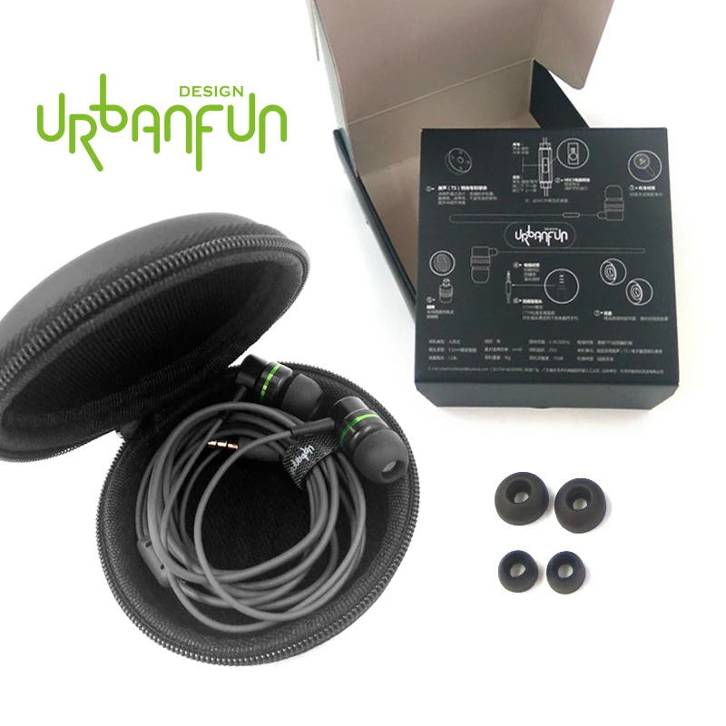 URBANFUN 3 5mm In Ear Earphone Hybrid Beryllium Drive HiFi Metal Earphone Headset Earplug with Mic