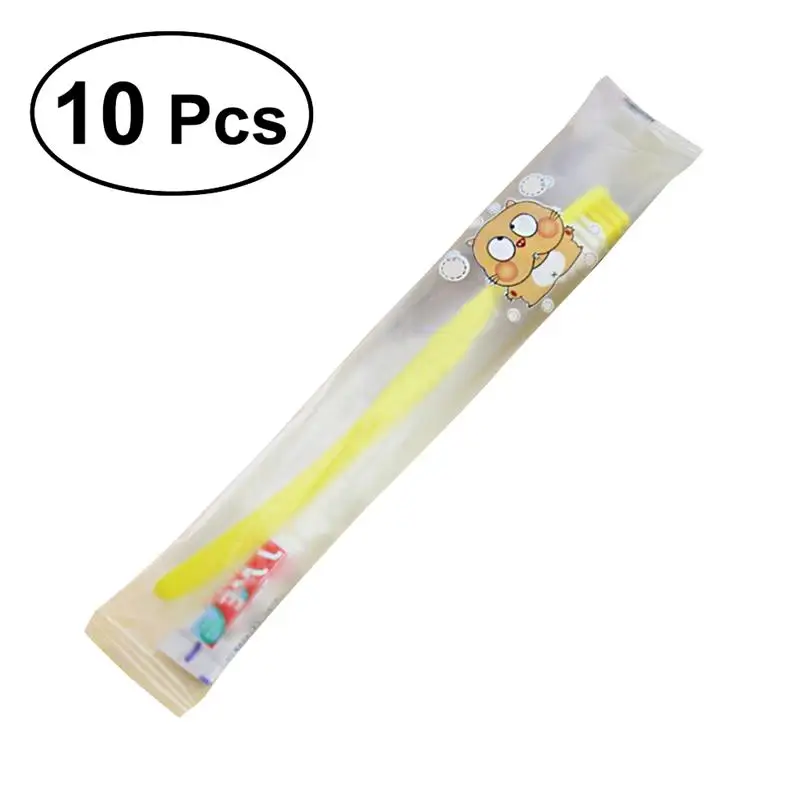 

10pcs Disposable Toothbrush Kit Travel Toothbrush and Toothpaste Set Hotel (Mixed Colors)
