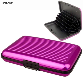 

Credit /visit Card Holder Aluminum - Model Scratch - Shock Resistant Wallet - Purple