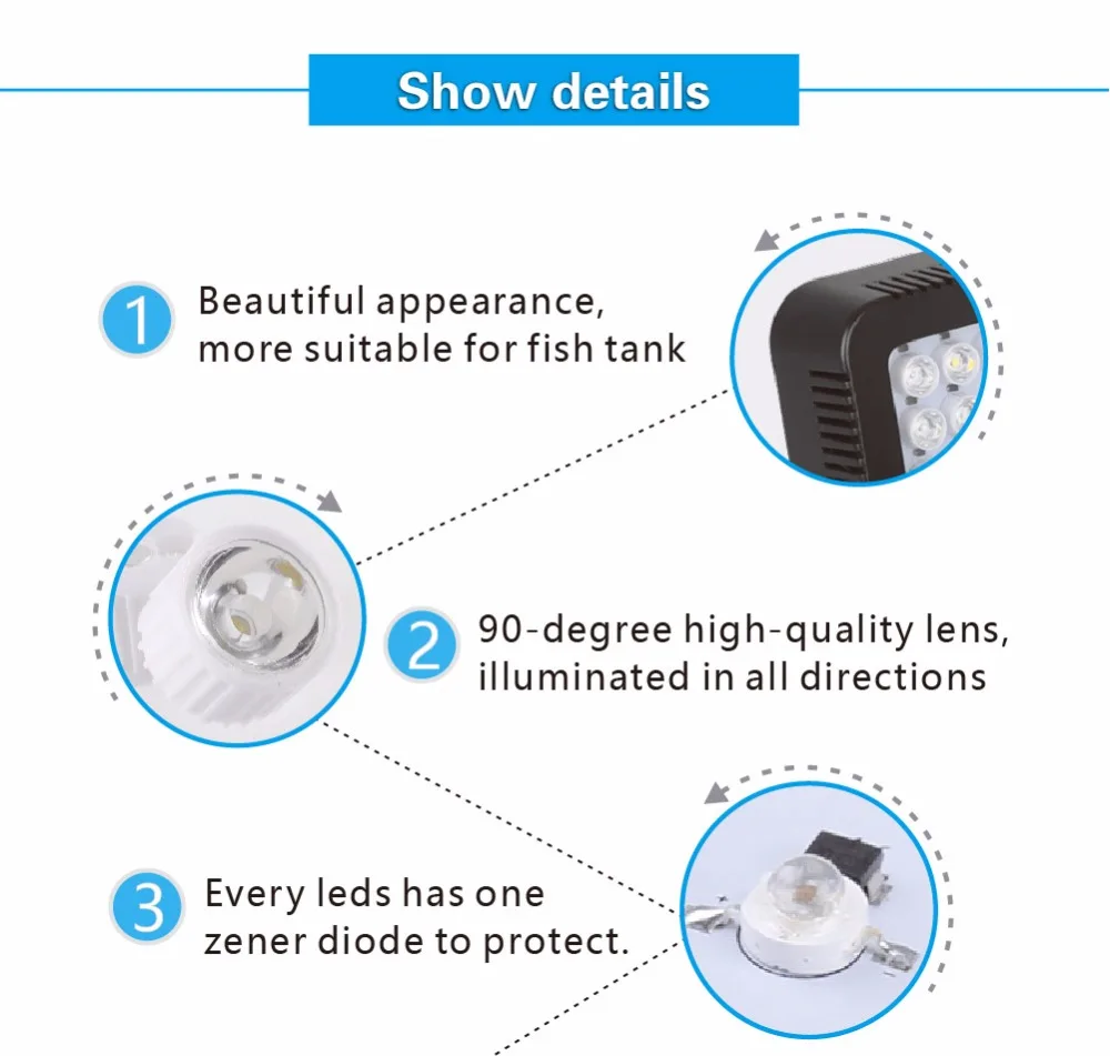 Aquarium led lighting Dimmable lamp Fish bowl light Marine Fish tank Coral lights High brightness Penetrating strong FCC CE ROHS (10)