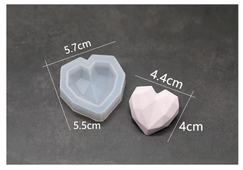 3D Алмазная Любовь Сердце Дизайн Силиконовая форма DIY Автомобильный кулон Гипсовая Штукатурка форма сердечко Алмазная форма мыла - Цвет: Small