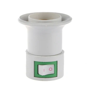 

US Plug to E27 LED Light Bulb Adapter Socket Holder with Switch White