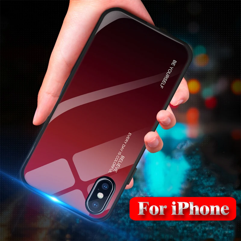 

Gradient Protective Cover For iPhone XS Max XR X 8 7 6 5 6s 5s Plus On The i Phone X R S Max SX RS XSMax 3D Tempered Glass Cases