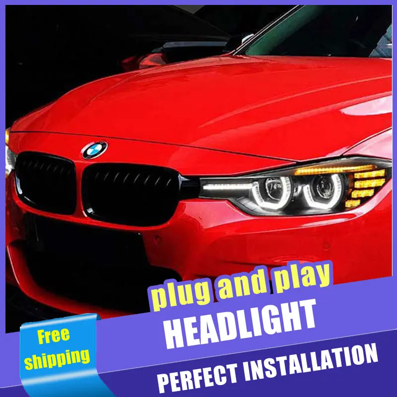 Preise 2PCS Auto Stil LED scheinwerfer für BMW F30 2012 2016 für F30 kopf lampe LED DRL Objektiv Doppel strahl H7 HID Xenon bi xenon objektiv