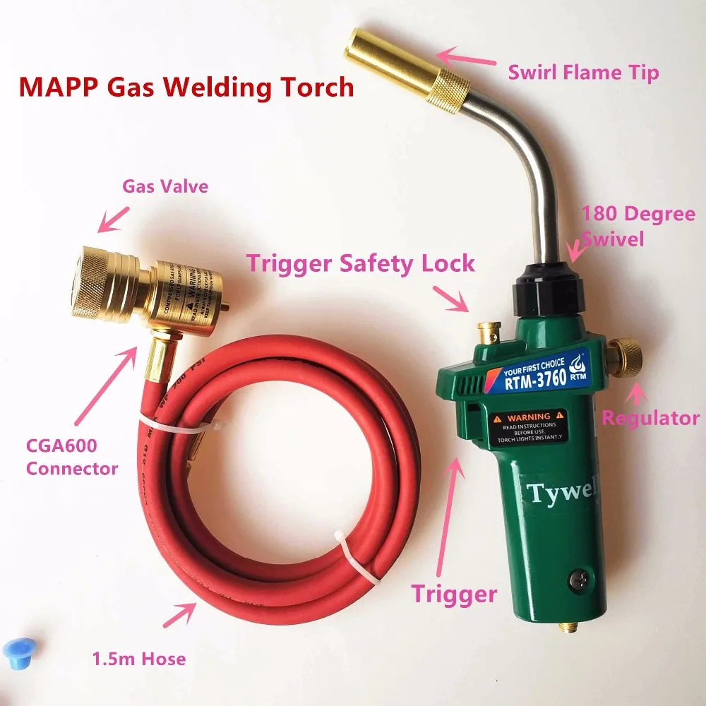 Mapp الغاز حام الشعلة الذاتي الاشتعال الزناد 1.5 m خرطوم البروبان لحام التدفئة شواء HVAC السباكة مجوهرات CGA600 الموقد