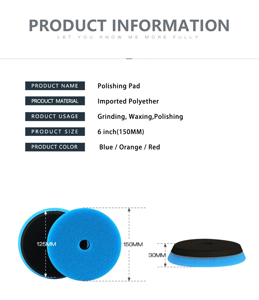 SPTA 6 "(150 мм) Плоский полировальный коврик наборы синий/оранжевый/красный цвет для автомобиля шлифовальный прибор буфер Sander-Выберите