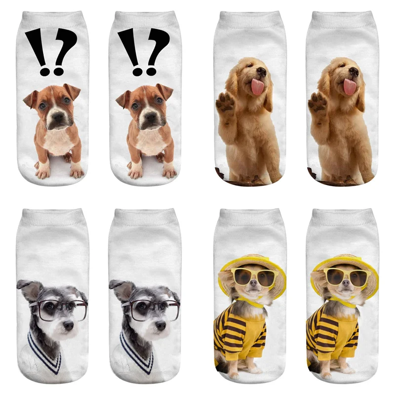 Женские носки Dreamlikelin Kawaii Dog с 3D принтом 27 стилей золотистый ретривер шнаузер