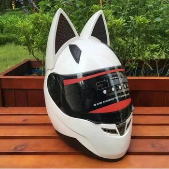 

Package ma NITRINOS motorcycle helmet safety helmet cat personality helmet full of motor helmet 4 color pink black yellow white1