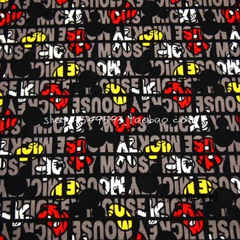 

Grey Word Mickey Fabric Fine Cotton Fabric Mickey Gloves Shoes Printed Fabric Patchwork Sewing Material For Diy Dress Clothing