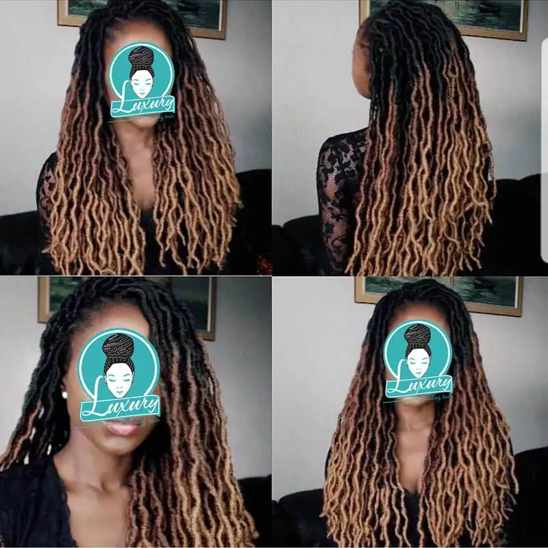 Роскошные для плетения Faux locs Curly вязаные волосы 24 пряди Омбре блонд крючком косички 20 дюймов 50 см синтетические косички