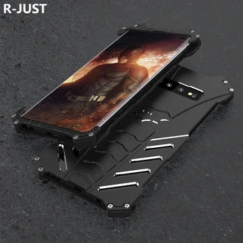 

R-JUST Batman Armor Heavy Dust Rugged Outdoor Metal Aluminum Shockproof Kickstand Cover Case For Samsung Galaxy S10 Plus S10e